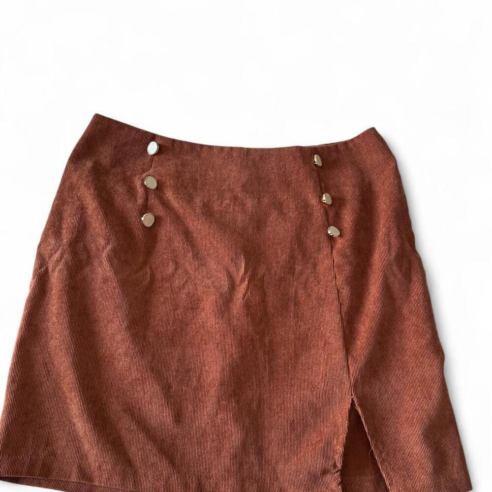 Rust corduroy mini skirt